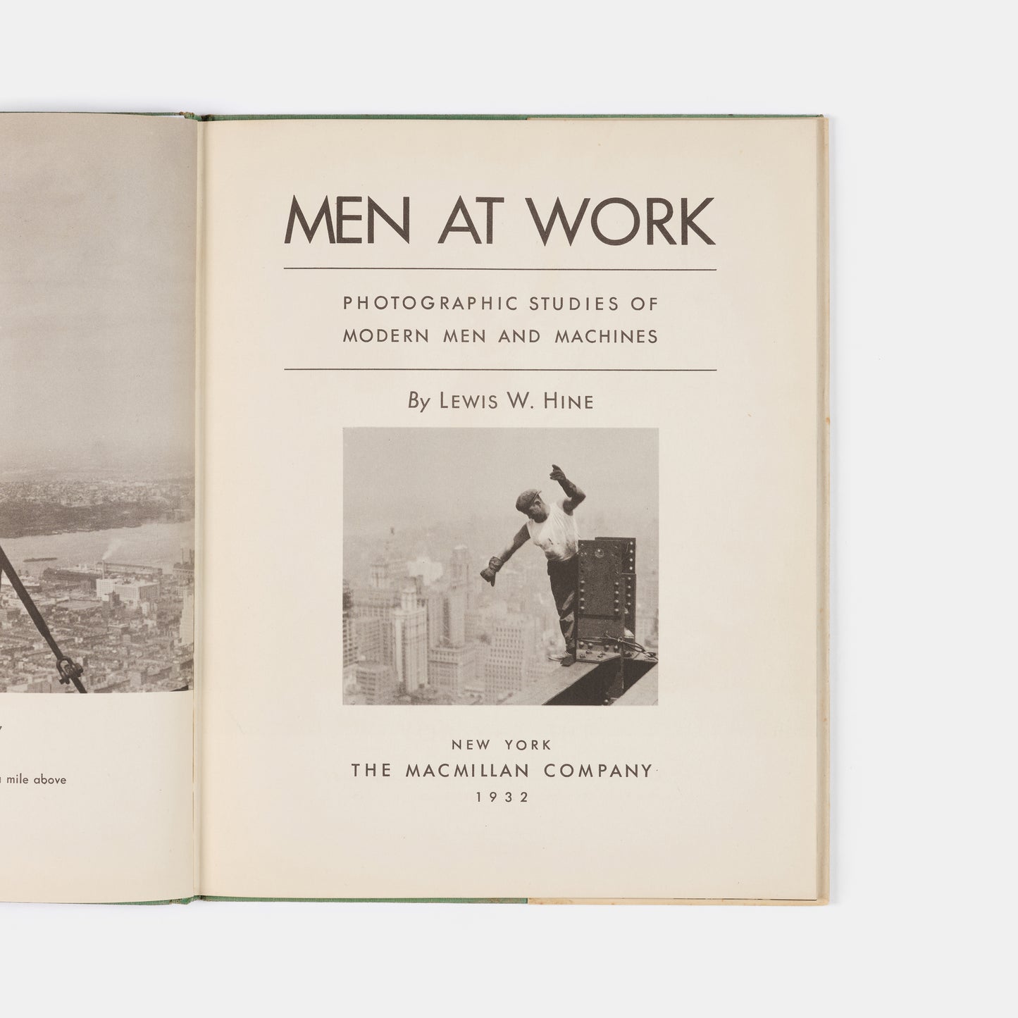 An important presentation copy of Lewis Hine's Men at Work, inscribed to Owen R. Lovejoy who served as the general secretary of the National Child Labor Committee from 1907 to 1926, where Lewis Hine was a staff photographer and art director of their magazine