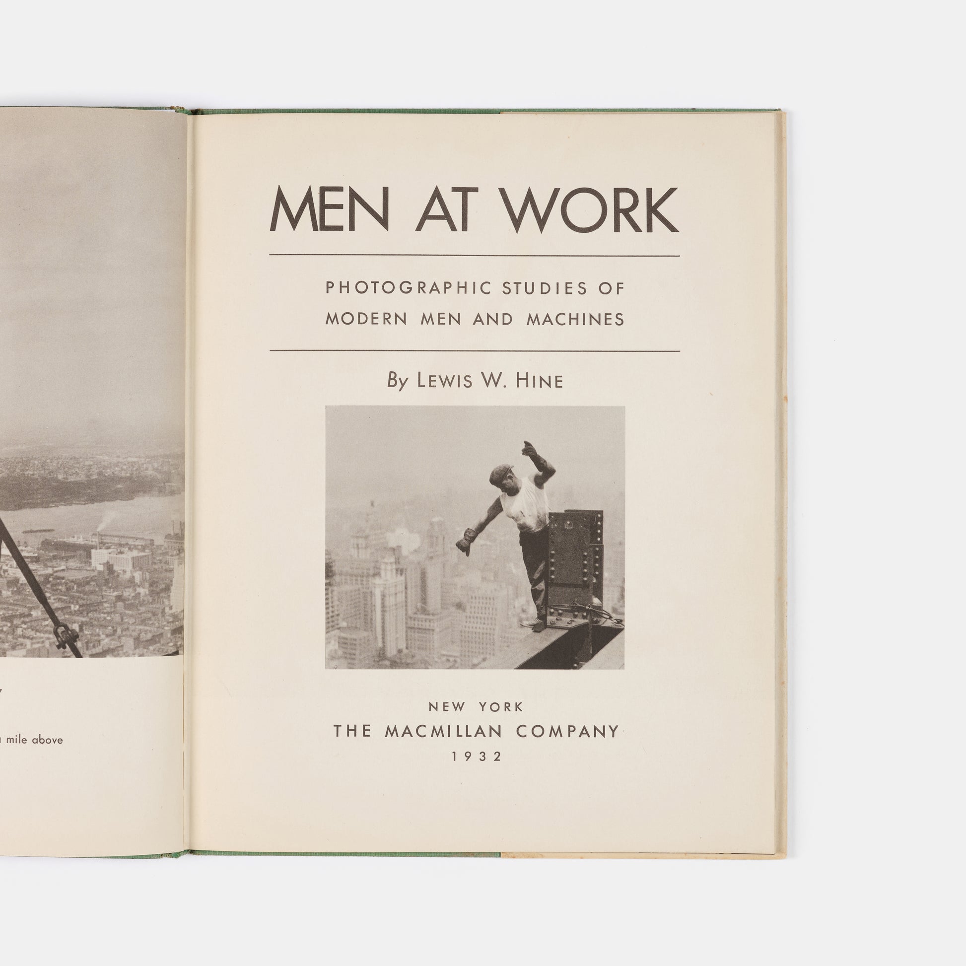 An important presentation copy of Lewis Hine's Men at Work, inscribed to Owen R. Lovejoy who served as the general secretary of the National Child Labor Committee from 1907 to 1926, where Lewis Hine was a staff photographer and art director of their magazine