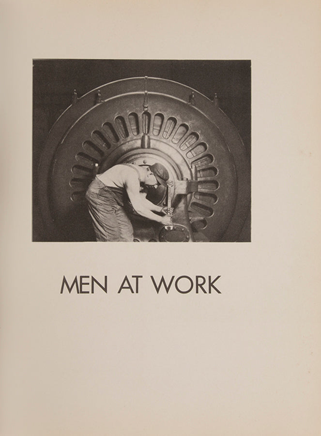 An important presentation copy of Lewis Hine's Men at Work, inscribed to Owen R. Lovejoy who served as the general secretary of the National Child Labor Committee from 1907 to 1926, where Lewis Hine was a staff photographer and art director of their magazine