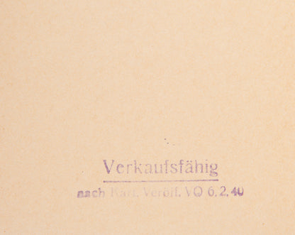 This particular volume has the stamp 'Verkaufsfaehig nach Kart.Veroeff.VO 6.2.40' inside on the front endpaper.