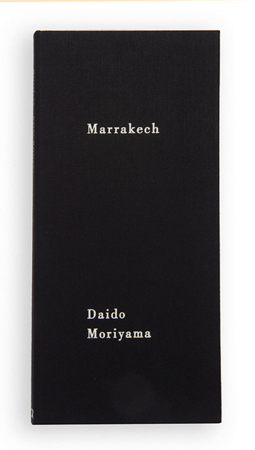 In 1989, Moriyama Daido spent some time in a rented apartment in Paris when a Tokyo gallery owner suggested he travel to Morocco. Marrakech comprises two books bound one above the other; this allows the viewer to assemble different combinations of images as the pages are turned.