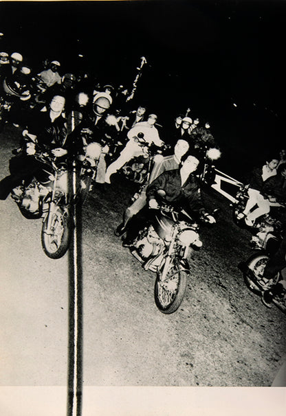 The date of these photographs is not recorded, but three groups who rose to prominence in the 1970s feature heavily: Nina Mona, Specter, and The Black Emperors, who were the subject of Mitsuo Yanagimachi's 1976 documentary Godspeed You! Black Emperor.