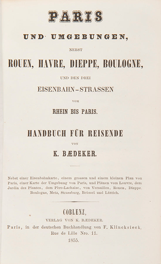 First edition and the last series started by Karl Baedeker himself. 