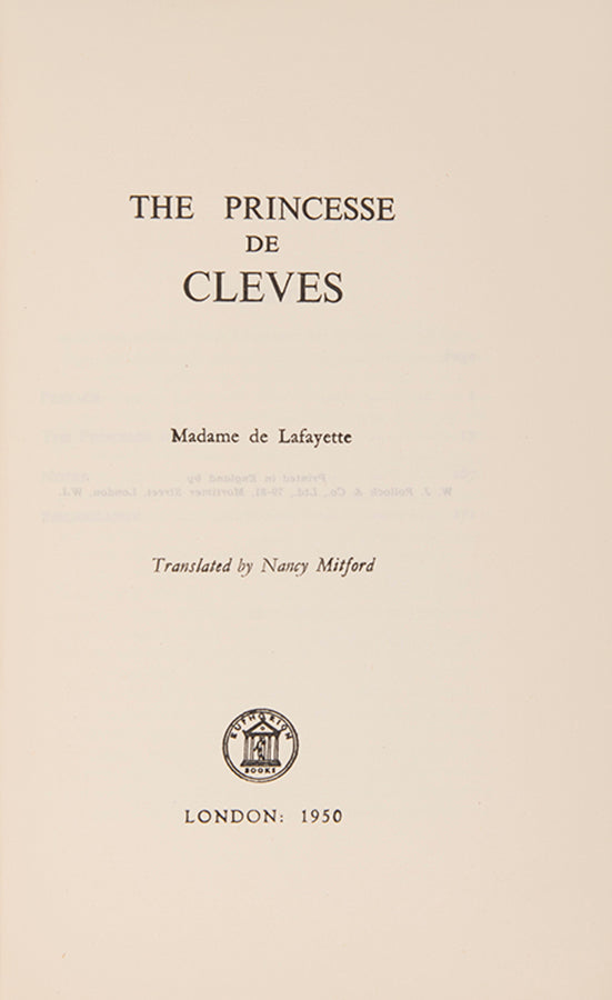 First edition of The Princesse de Cleves translated by Nancy Mitford, in the scarce dustjacket.