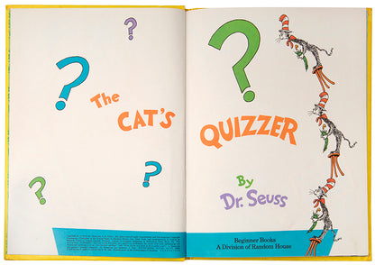 The Cat's Quizzer is a very rare title from the Dr. Seuss canon, one of six titles Dr Seuss Enterprises withdrew from publication in 2021.