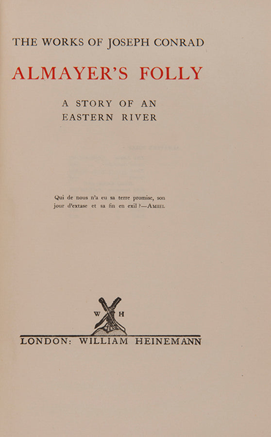 An attractive, signed set of the works of Joseph Conrad, here presented with the loose original printed dedication from Nigger of the 'Narcissus' inserted