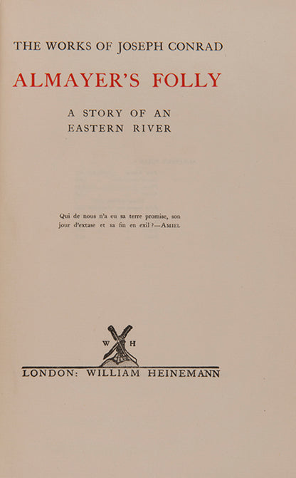 An attractive, signed set of the works of Joseph Conrad, here presented with the loose original printed dedication from Nigger of the 'Narcissus' inserted