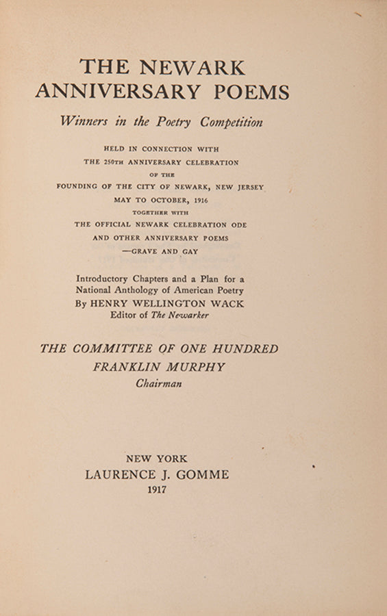 First edition of The Newark anniversary Poems, published in 1917, with a contribution by Ezra Pound.