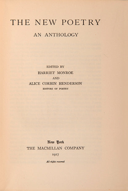 The New Poetry: An Anthology.