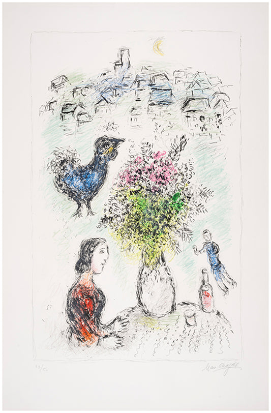 Marc Chagall, Le Bouquet Rose, 1980, lithograph in colours, signed by the artist, from the edition of 50, on Arches paper