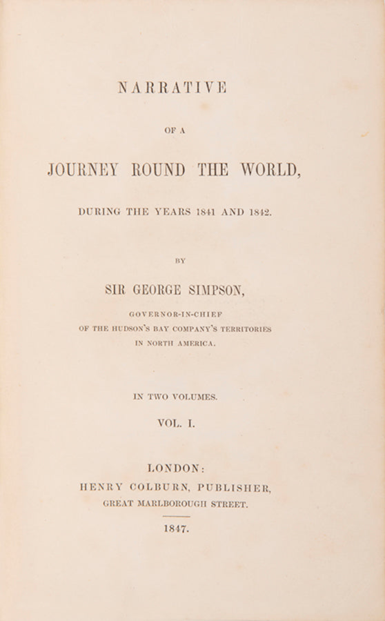 Simpson was head of the Hudson Bay Company and the dominant figure in the American fur trade in the nineteenth century. Important for account of Honolulu