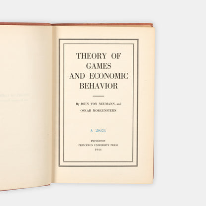 The first edition of the foundation work on the Theory of Games and Economic Behaviour by John von Neuman and Oskar Morgenstern