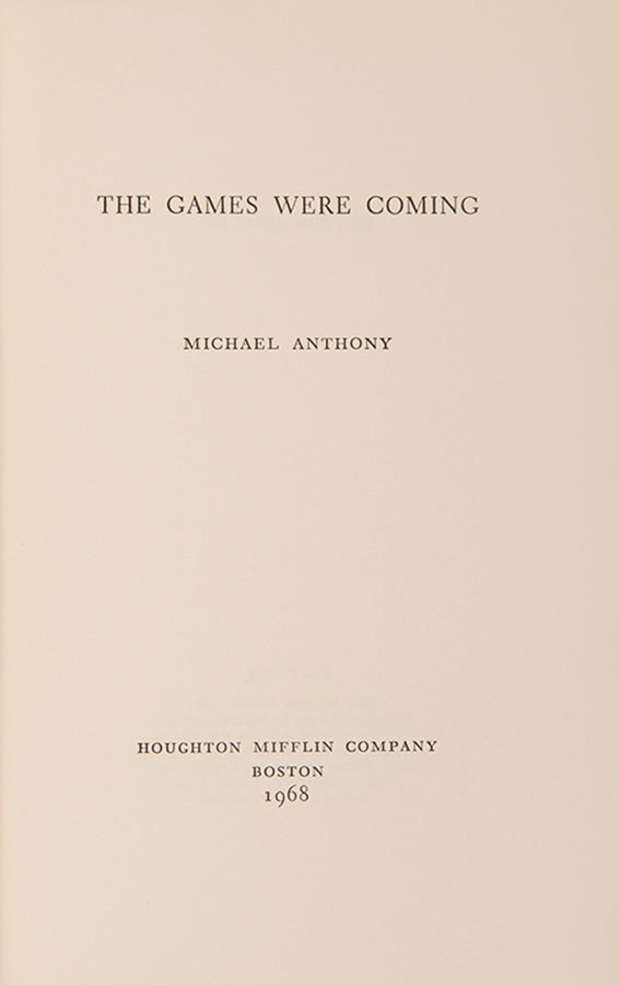 First US edition of The Games Were Coming by Michael Anthony.