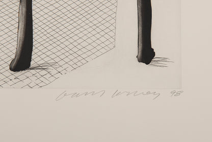 David Hockney, Panama Hat with a Bow Tie on a Chair from The Geldzahler Portfolio, 1998, etching, aquatint, signed by the artist, from the edition of 100
