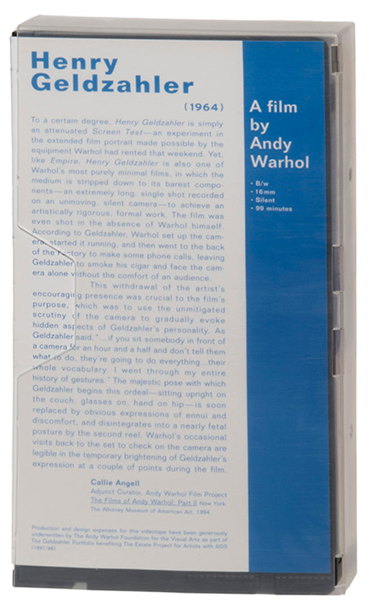 Andy Warhol, Hnery Geldzahler, from The Geldzahler Portfolio, video transfer of black and white film, 16mm, silent, 99 minutes in length, 1964, courtsey of the Andy Warhol Foundation for the Visual Arts