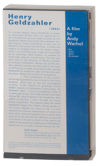 Andy Warhol, Hnery Geldzahler, from The Geldzahler Portfolio, video transfer of black and white film, 16mm, silent, 99 minutes in length, 1964, courtsey of the Andy Warhol Foundation for the Visual Arts