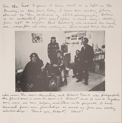Contains photographs taken by Seymour and also by his father and other family and friends. The title is derived from a poem written by his mother titled 'A Loud Song, Mother / For My Son Daniel Seymour' which is reproduced here along with other texts including a coming of age letter from his stepfather Allen Tate and a note from Robert Frank.