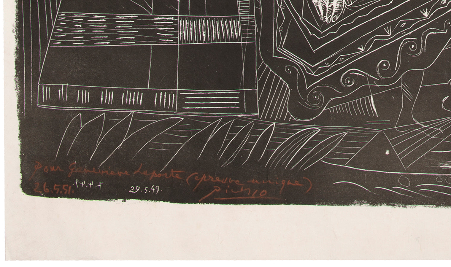 Pablo Picasso, David et Bethsabee d'apres Cranach, 1949, lithograph, signed by the artist in red chalk, on vellum paper