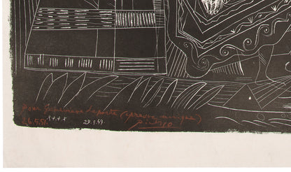 Pablo Picasso, David et Bethsabee d'apres Cranach, 1949, lithograph, signed by the artist in red chalk, on vellum paper