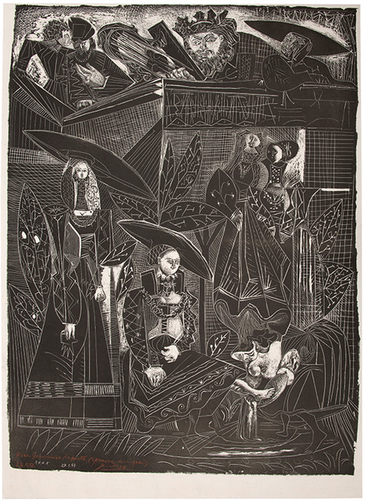 Pablo Picasso, David et Bethsabee d'apres Cranach, 1949, lithograph, signed by the artist in red chalk, on vellum paper