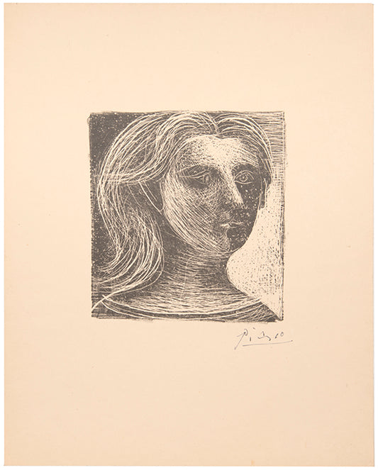Pablo Picasso, Tete de Femme, 1925, lithograph, signed by the artist, from the edition of 100, on Japanese imperial paper