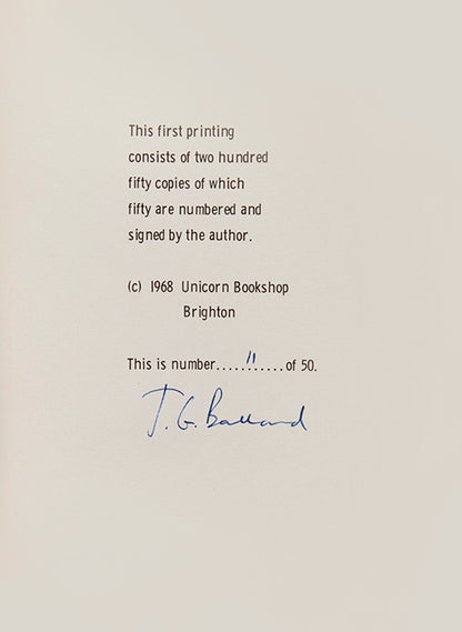 First edition of Why I Want to Fuck Ronald Reagan by J.G. Ballard, one of 50 copies signed by the author.