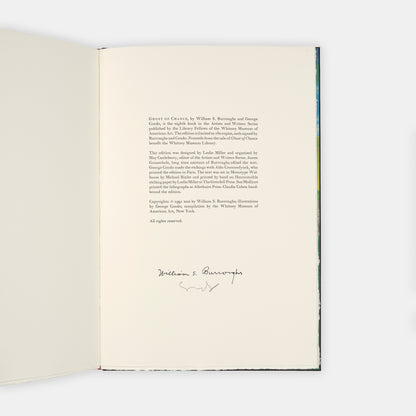 First edition of Ghost of Chance by William Burroughs and George Condo, inscribed by Condo to Hilary Gerrard.
