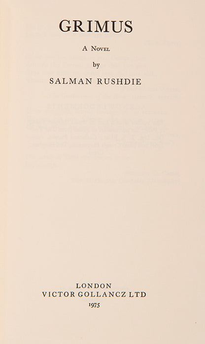 First edition of Grimus by Salman Rushdie, the author's first book.