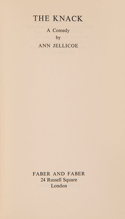 First hardback edition of The Knack by Ann Jellicoe.