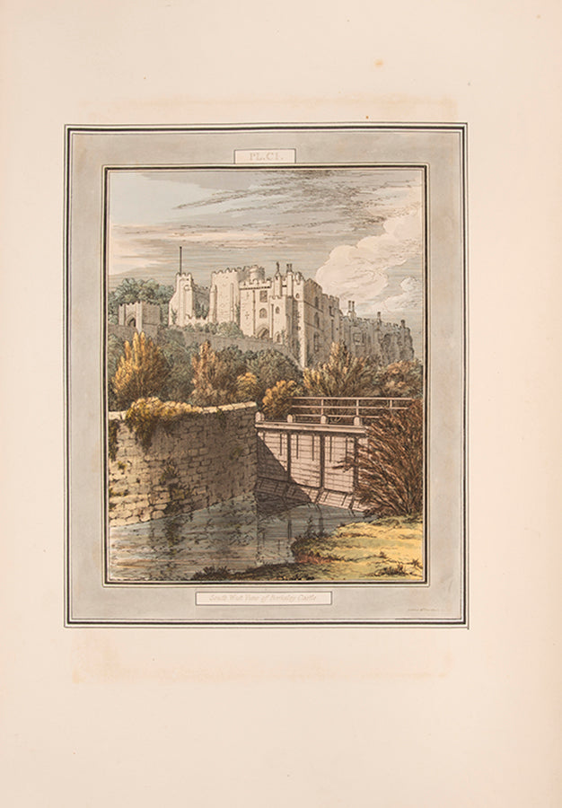 A handsome large paper copy of Lysons' work of the antiquities of Gloucestershire; one of only twelve deluxe copies with nearly all the plates hand-coloured