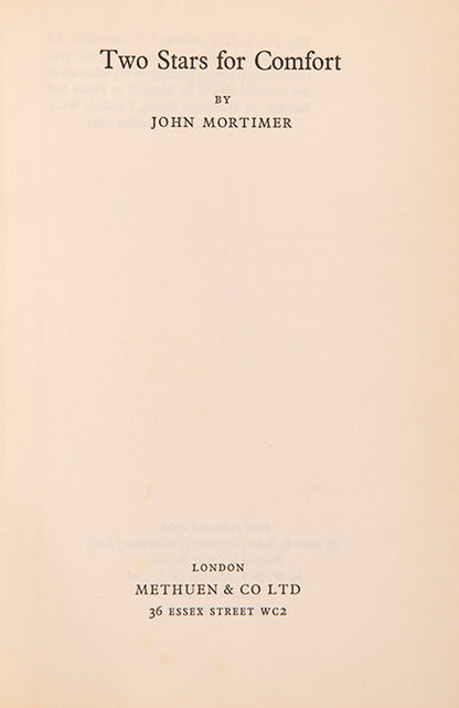 First edition of Two Stars for Comfort by John Mortimer.