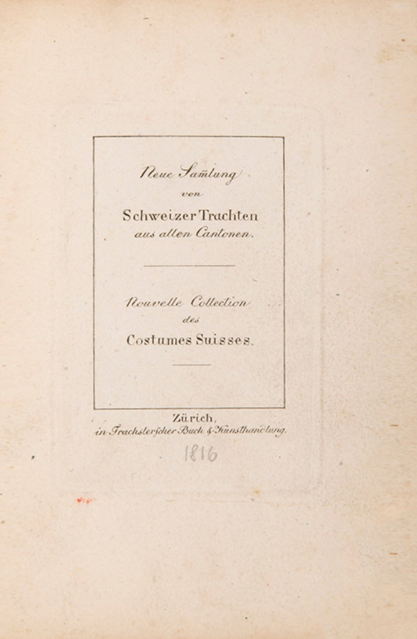 In Trachsler's scarce book, each plate features a male and female figure against a grey aquatint background.