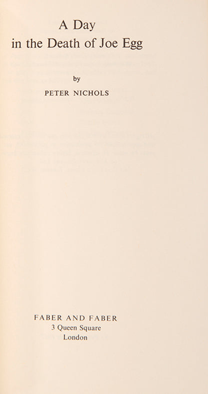 First edition of A Day in the Death of Joe Egg by Peter Nichols.