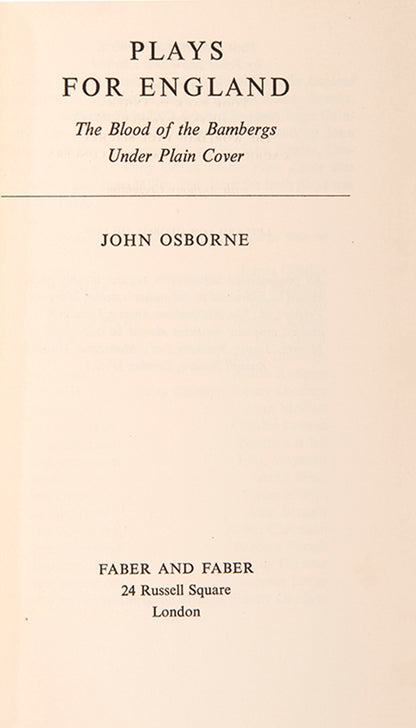 First edition of Plays for England by John Osborne.