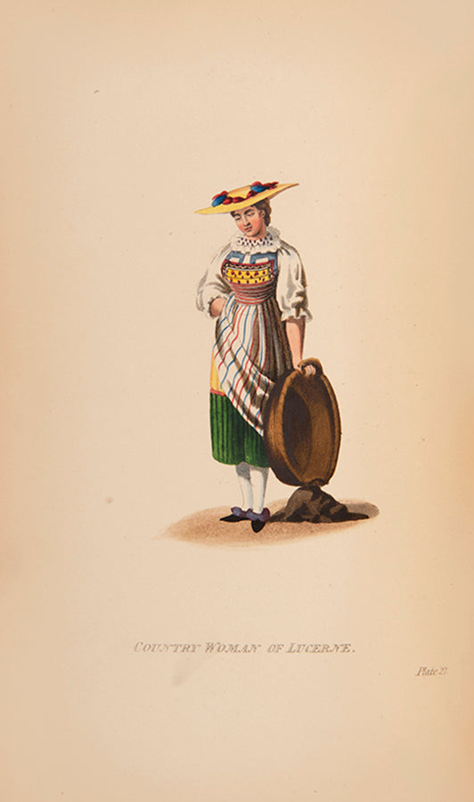 The scarce first edition of Yosy's classic work on the costume of Switzerland. With the distinguished provenance of the renowned book collector, H. Bradley Martin.