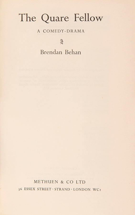 First edition of The Quare Fellow by Brendan Behan, the author's first book.