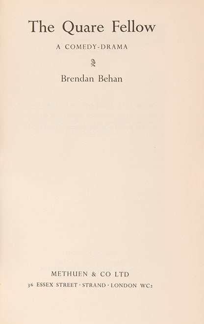 First edition of The Quare Fellow by Brendan Behan, the author's first book.