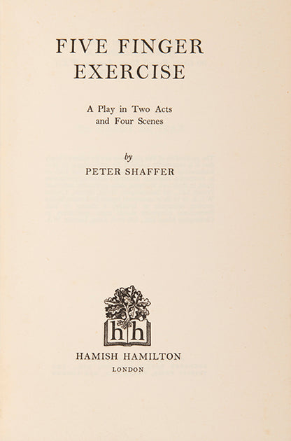 First edition of Five Finger Exercise by Peter Shaffer.