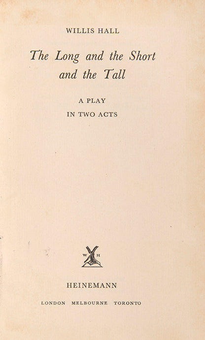First edition of The Long and the Short and the Tall by Willis Hall.