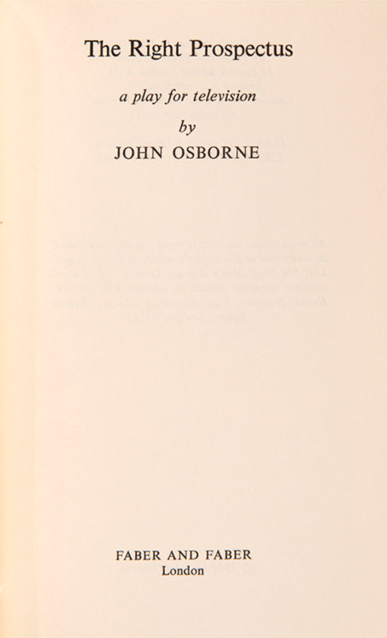 First edition of The Right Prospectus by John Osborne.