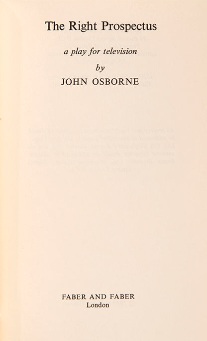 First edition of The Right Prospectus by John Osborne.