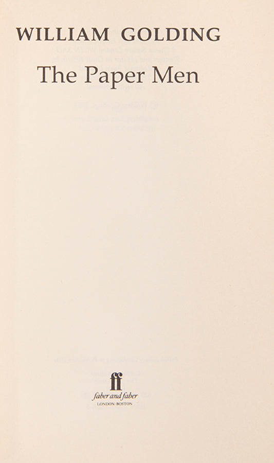 First edition of The Paper Men by William Golding, signed by the author.