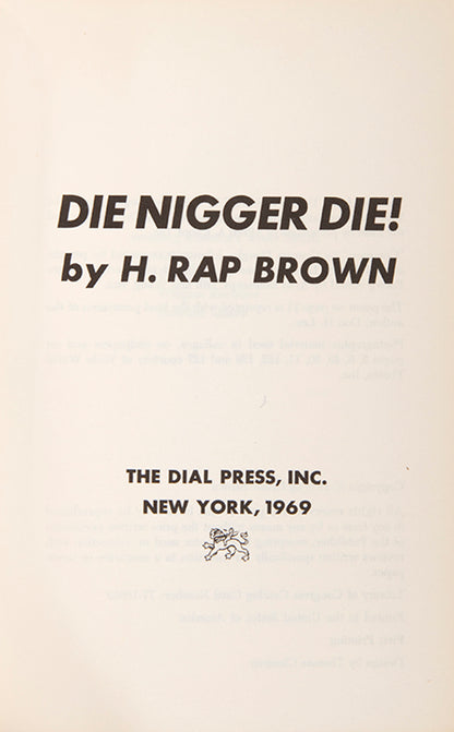 First edition of Die Nigger Die by H. Rap Brown.