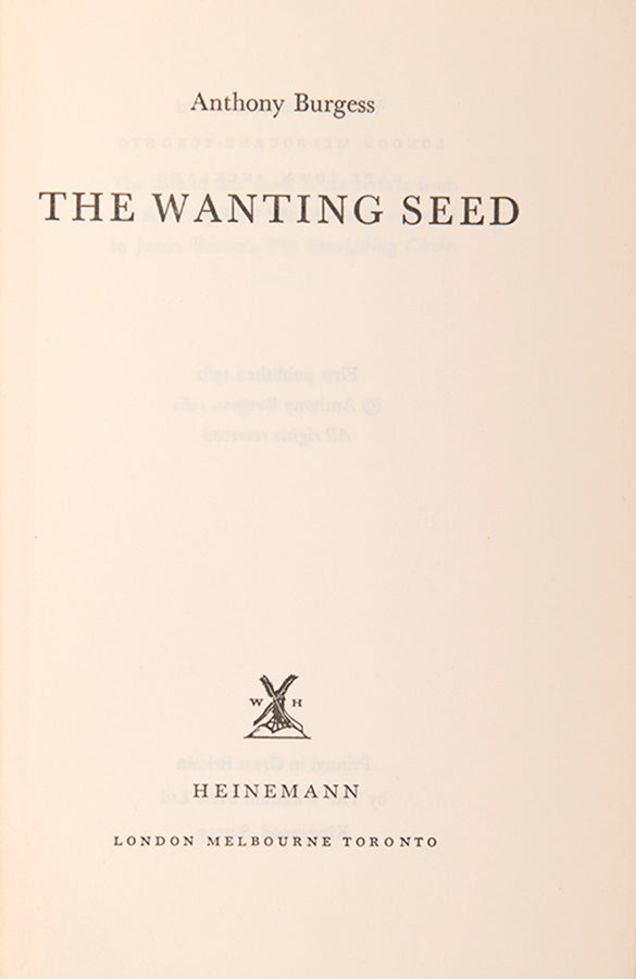 First edition of The Wanting Seed by Anthony Burgess.