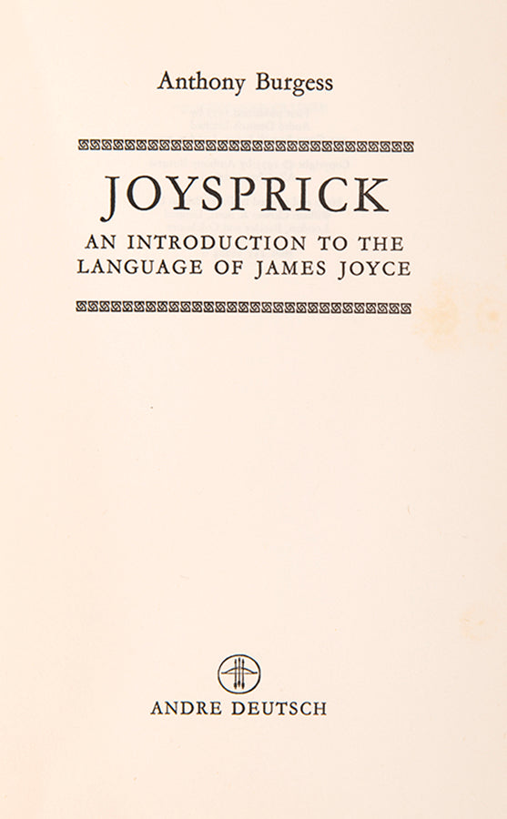 First edition of Joysprick by Anthony Burgess.
