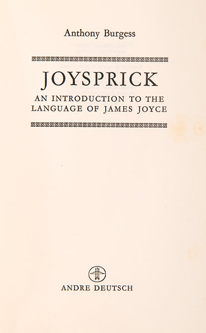 First edition of Joysprick by Anthony Burgess.