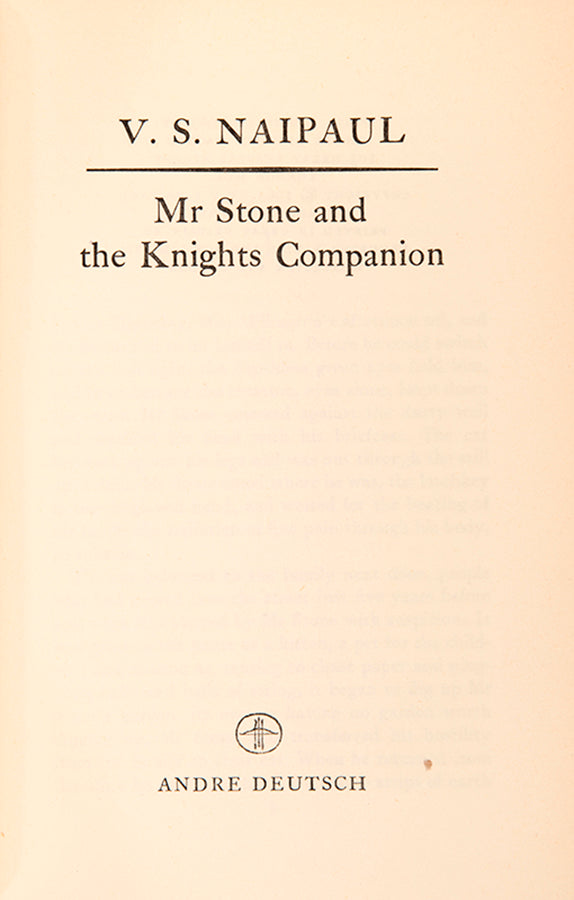 First edition of Mr Stone and the Knights Companion by V.S. Naipaul.