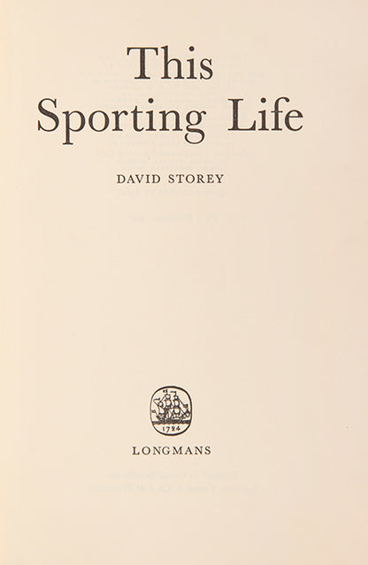 First edition of This Sporting Life by David Storey.