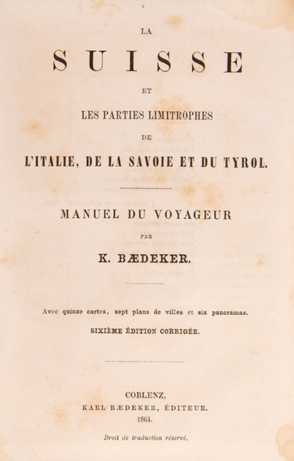 Plans of Basle, Berne, Lausanne, Milan and Zurich.
