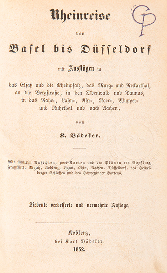 This copy is bound in the attractive yellow Biedermeier boards used by Karl Baedeker during 1840's and early 1850's.